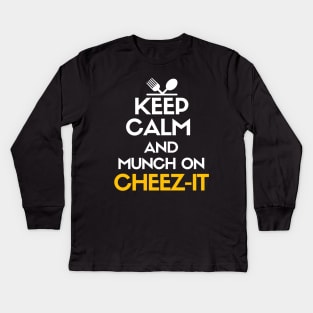 Keep calm and munch on cheez-it Kids Long Sleeve T-Shirt